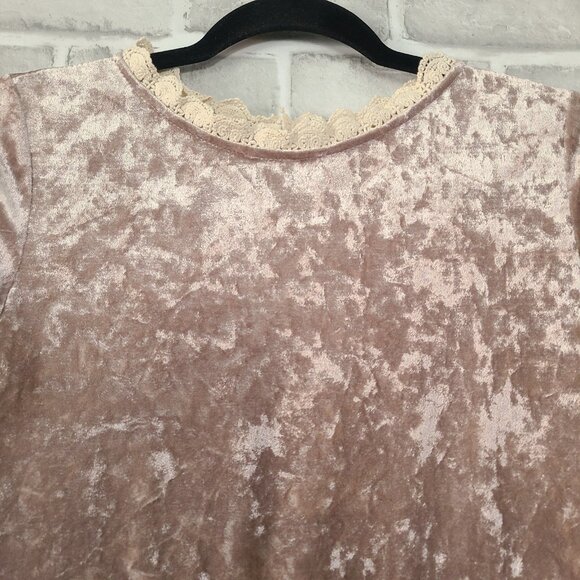 Flamingo Urban Crushed Velvet Dress Dusty Pink Small Romantic Fairycore - Picture 8 of 10